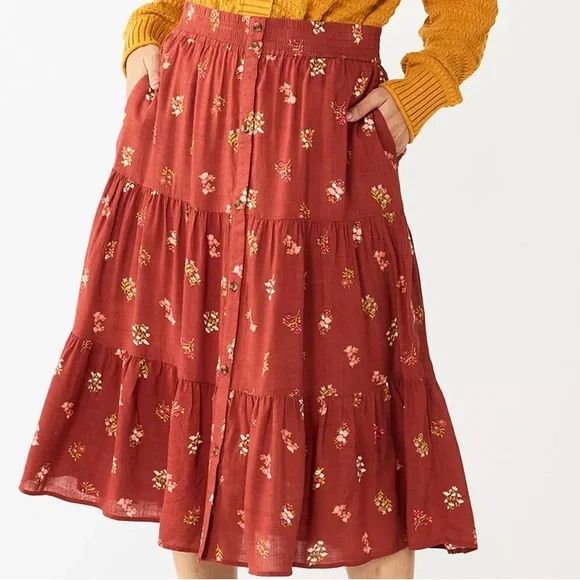 Women's Sonoma Goods For Life Tiered Maxi Skirt Large - Picture 2 of 7